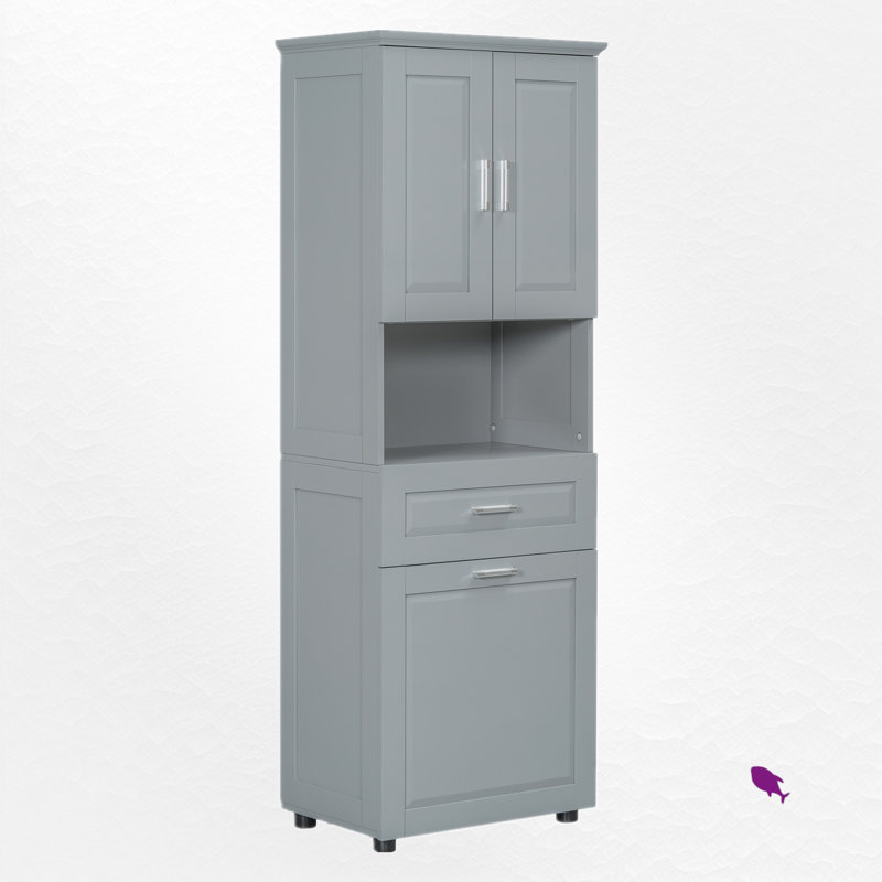 Armoire de rangement haute avec panier à linge, Noir, H 69,92 po x l 24,72 po x P 16,29 po