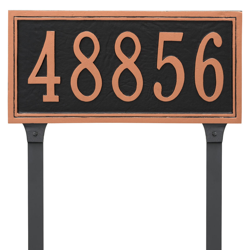 Plaque d’adresse pour pelouse sur 1 ligne Fremont, Noir / Cuivre, Oui
