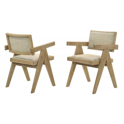 Chaise de salle à manger en bois de chêne clair avec 2 fauteuils rembourrés pour la salle à manger