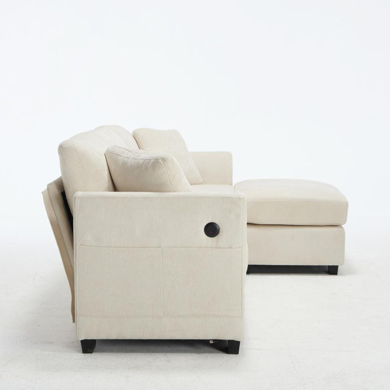 Storage Sofa with Dual USB (Beige)