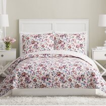 Coral Floral Cotton Reversible Comforter Set