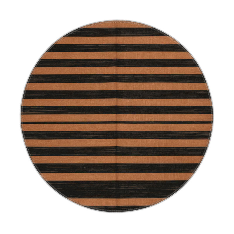 HorizontalStripes Black Indoor and Outdoor Area Rug, Rectangle 9' x 12'