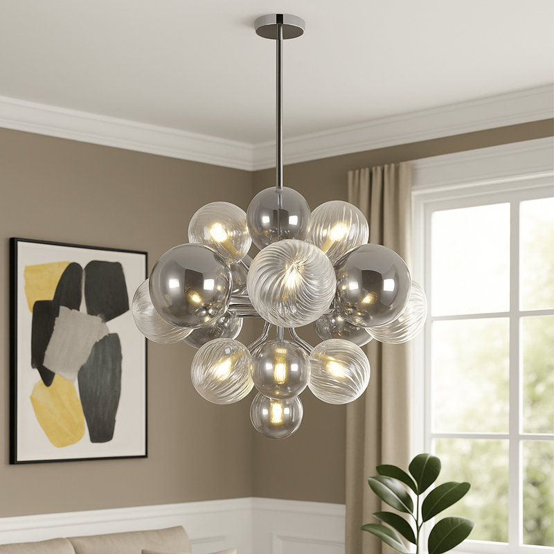 23.6" Modern Silver Bubble Molecular Chandelier