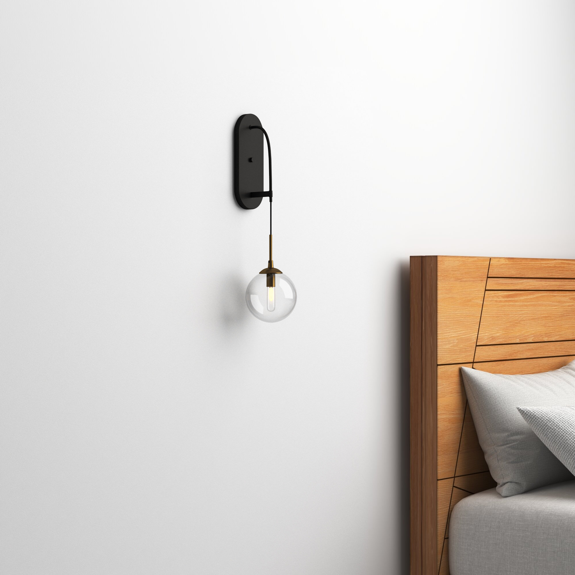 Cordoba Single Light Glass Steel Dimmable Armed Sconce - Thumbnail 2