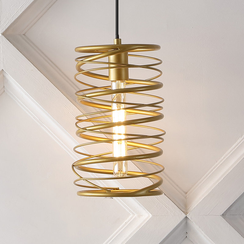 Luminaire suspendu géométrique à 1 lumière Chadwood, Peint or