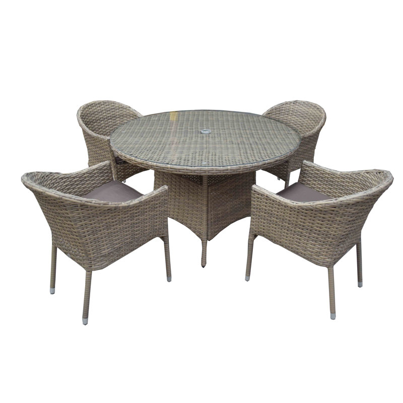 Dakota 4 - Person Wicker Patio Dining Set with Round Table , Cushions Included