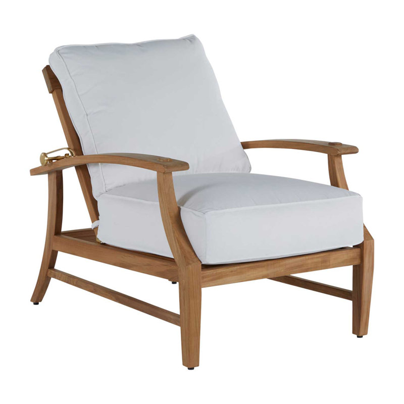 Croquet Teak Patio Chair with Cushions, Natural Teak, Rollo Lace InsideOut® Linen, Welt