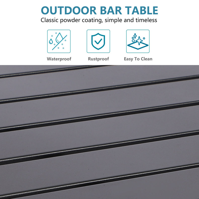 Counter Height 36.97'' Iron Bar Table, 24" W x 46.8" L, Black