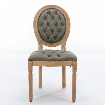 Faux Leather Upholstered Dining Chair Set with Nailed Head, Tufted Back by Red Barrel Studio