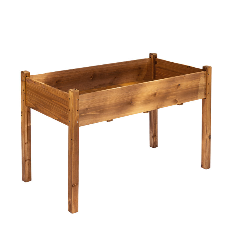 Archbald 49.5" W Solid Cedar Wood Raised Garden Bed with Liner, Brown