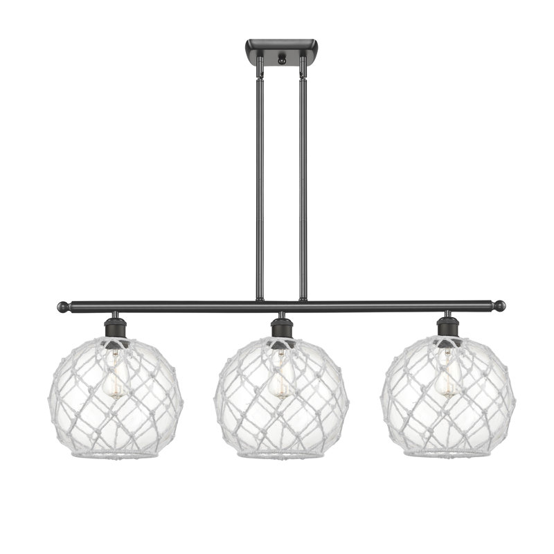 Luminaire suspendu linéaire à 3 lumières pour îlot de cuisine Hilbert, Ampoule DEL 6 watts Vinage, Bronze huilé