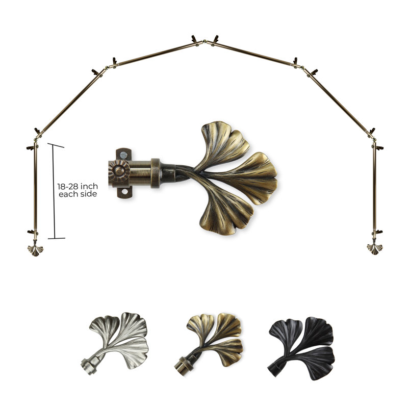 Ensemble de tringle à rideaux simple et quincaillerie Dayana, Laiton antique, 18 à 28 po (de chaque côté)