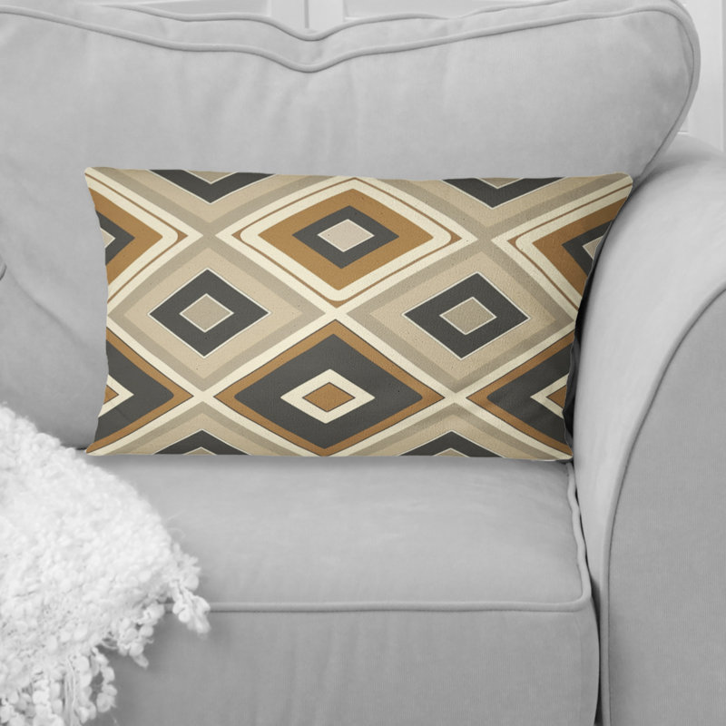 Coussin lombaire beige Mid-Century rétro Rhombus I - Mid-Century