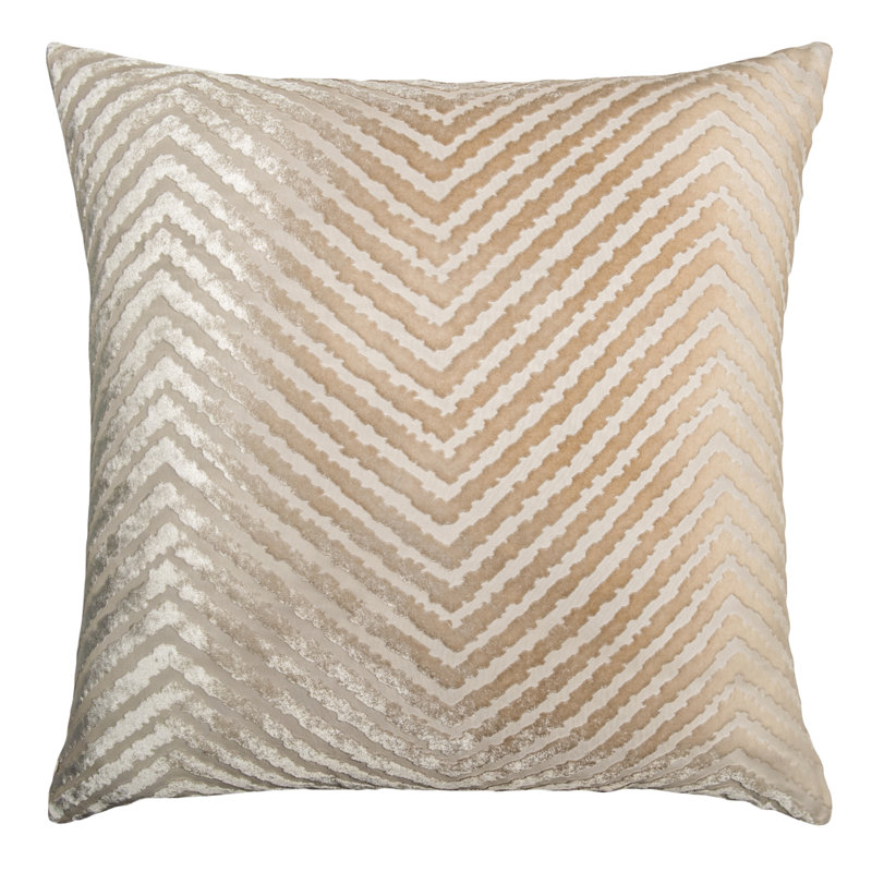 Chevron Embroidered Pillow Cover & Insert, 18"H x 18"W, Latte