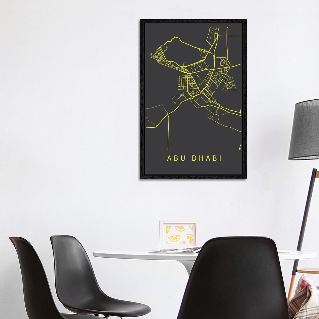 Abu Dhabi Karte Neon von Pixy Paper - Galerie-verpackte Leinwand Giclée auf Leinwand