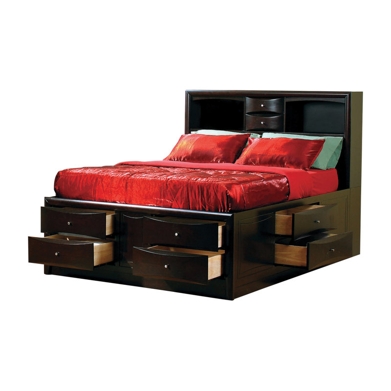 Ensemble de chambre à coucher 2 pièces avec table de chevet Hedlund Cappuccino, Grand