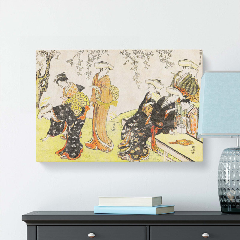Women Gathering Flowers by Torii Kiyonaga - Wrapped Canvas Print, 40cm H x 60cm W x 3cm D