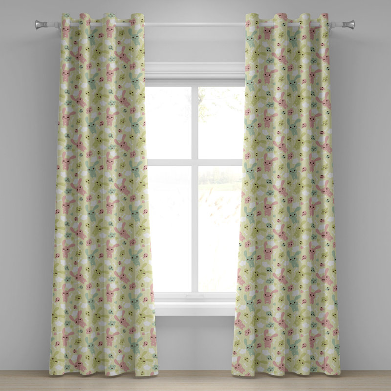 Rideau décoratif à œillets 2 panneaux Dakota Fields, 50 po x 84 po, vert pâle / rose pâle, L 50 po x L 108 po