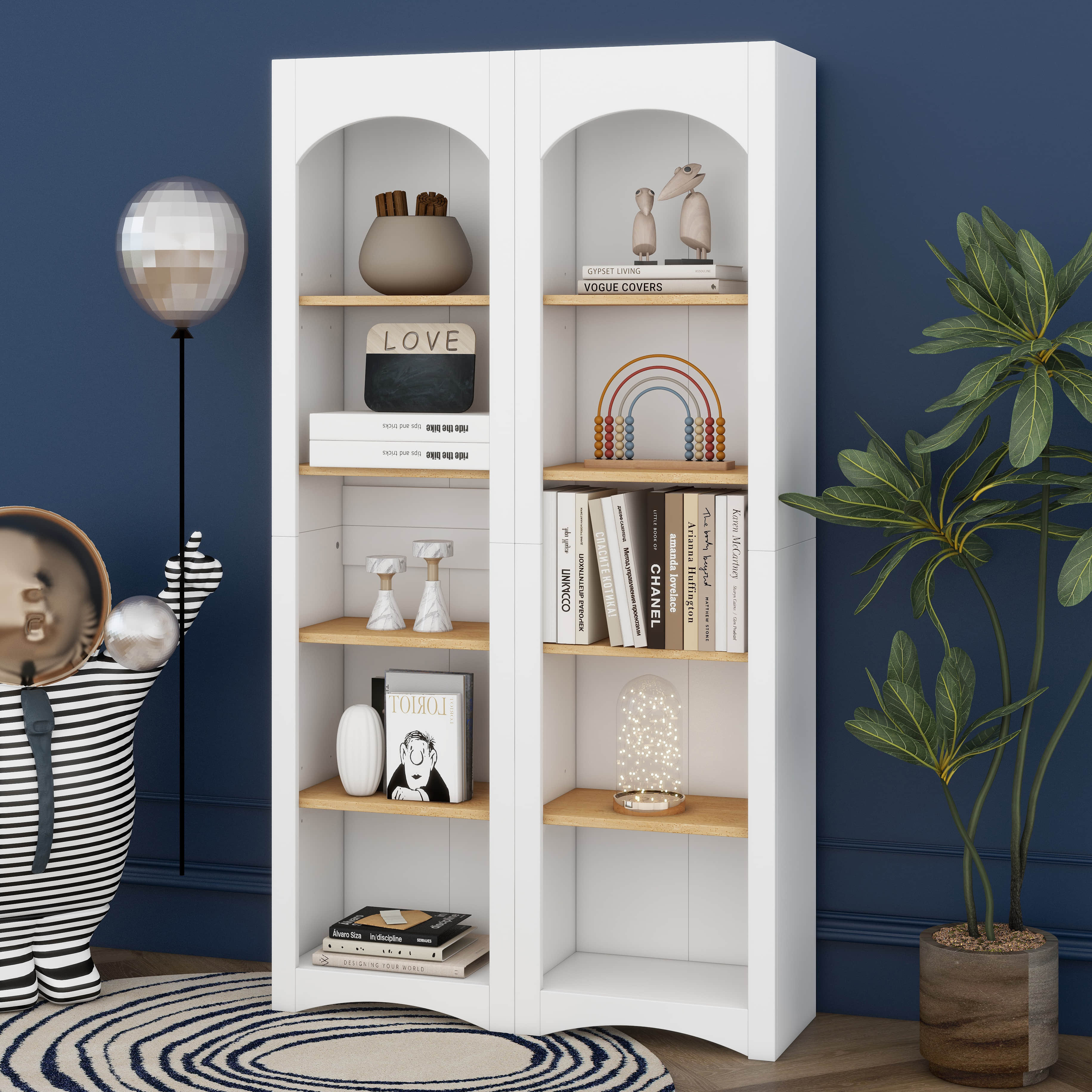 One Allium Way Free Standing 5 Tier Bookshelves, Bookcases Set Of 2 ...