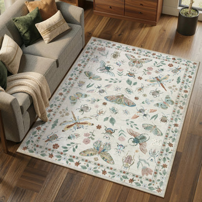  Insect Print Washable Rugs for Living Room Ultra-Thin Non-Slip Modern Bedroom Large Carpet