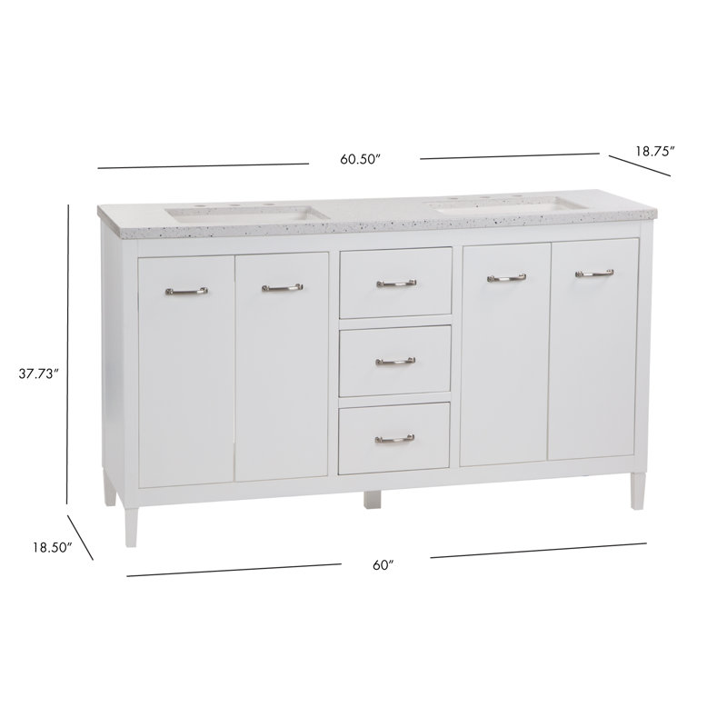 Ferree 60.5'' Double Bathroom Vanity with Cultured Marble Top