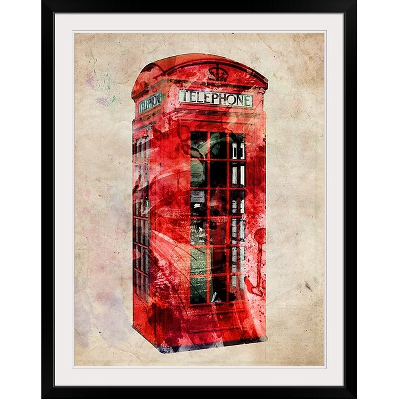 «London Téléphone Box Urban Art» par Deschamps, impression, H 32 po x l 26 po x P 1 po, Cadre noir