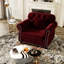 Canapé Chesterfield de 41,3 po en velours avec garniture cloutée et accoudoirs roulés, canapé de style Mid-Century moderne capitonné, comprenant 1 oreiller-1492968530