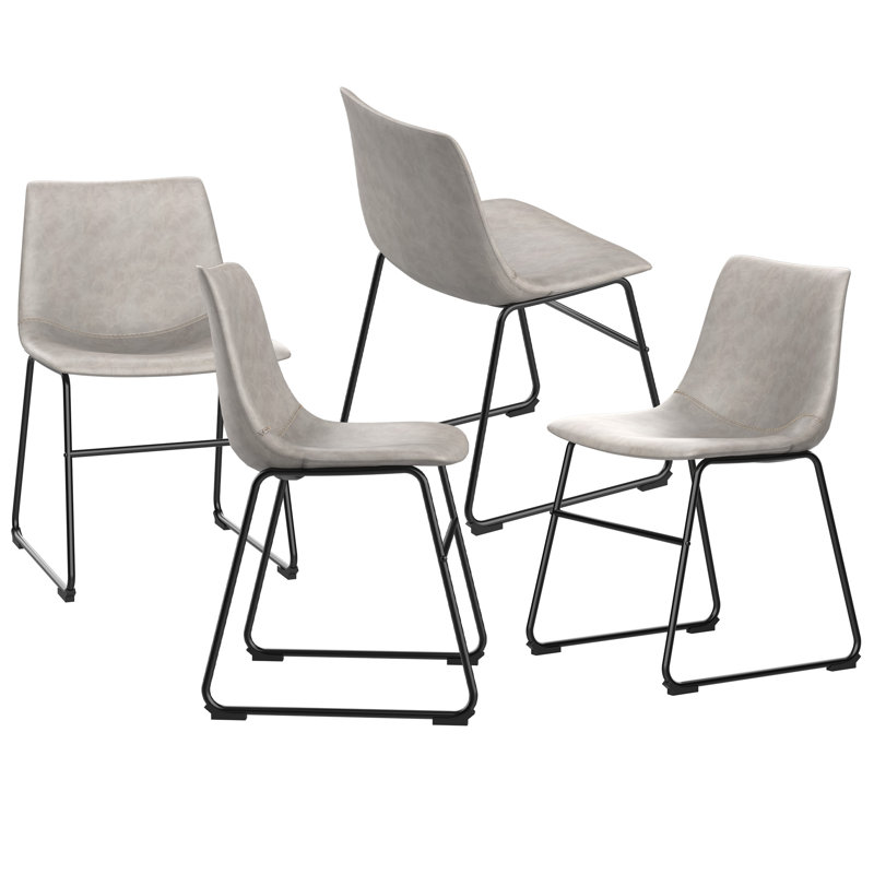 Chaise d'appoint rembourrée en similicuir, Gris