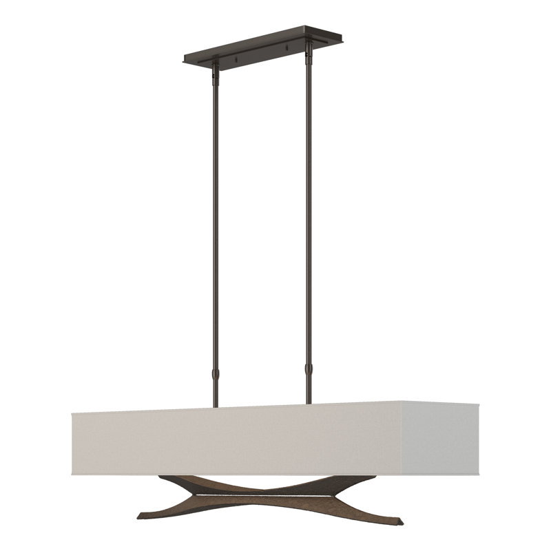 Moreau 4 - Light Kitchen Island Pendant, Natural Anna, Modern Brass