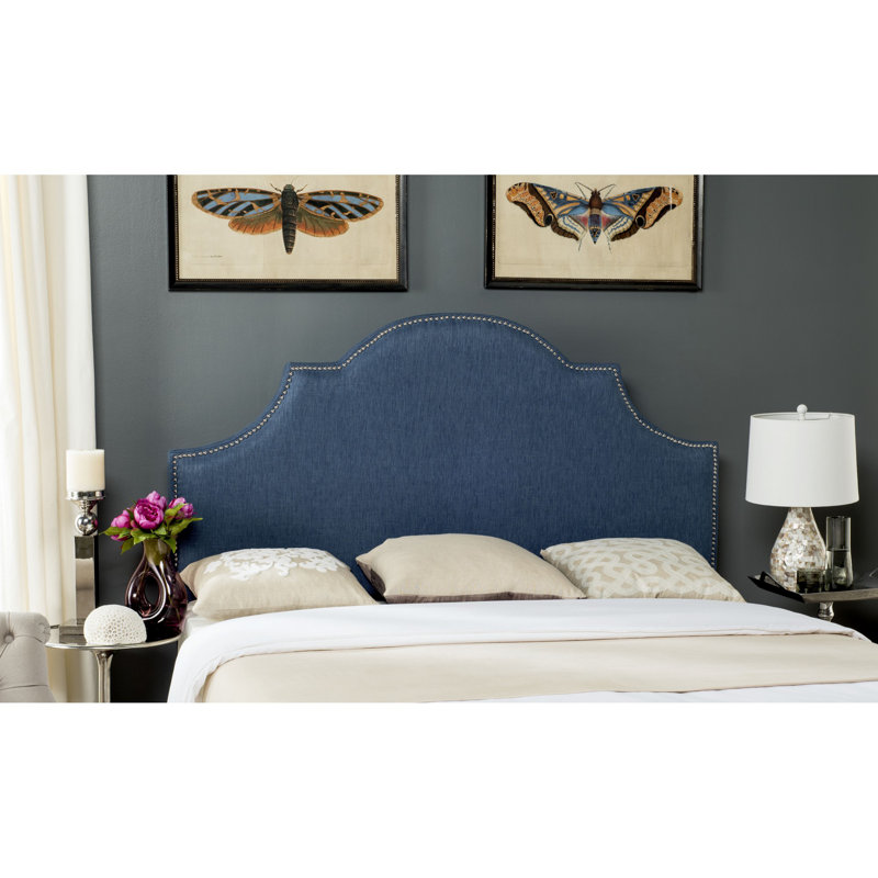Caswell Upholstered Headboard, Denim Blue, King, Polyester