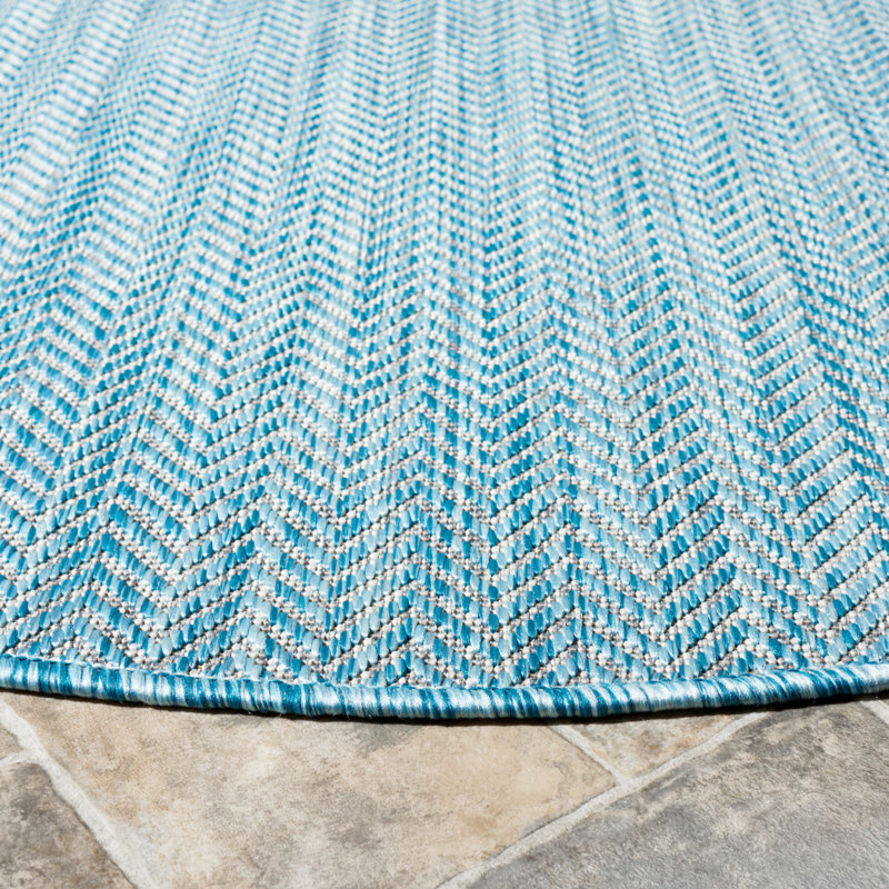Casmir Aqua/Grey Indoor/Outdoor Rug, Round 201 cm