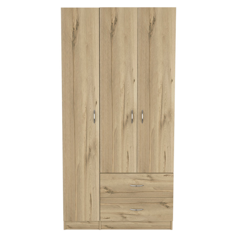  35" Oak Two Drawer Combo Dresser