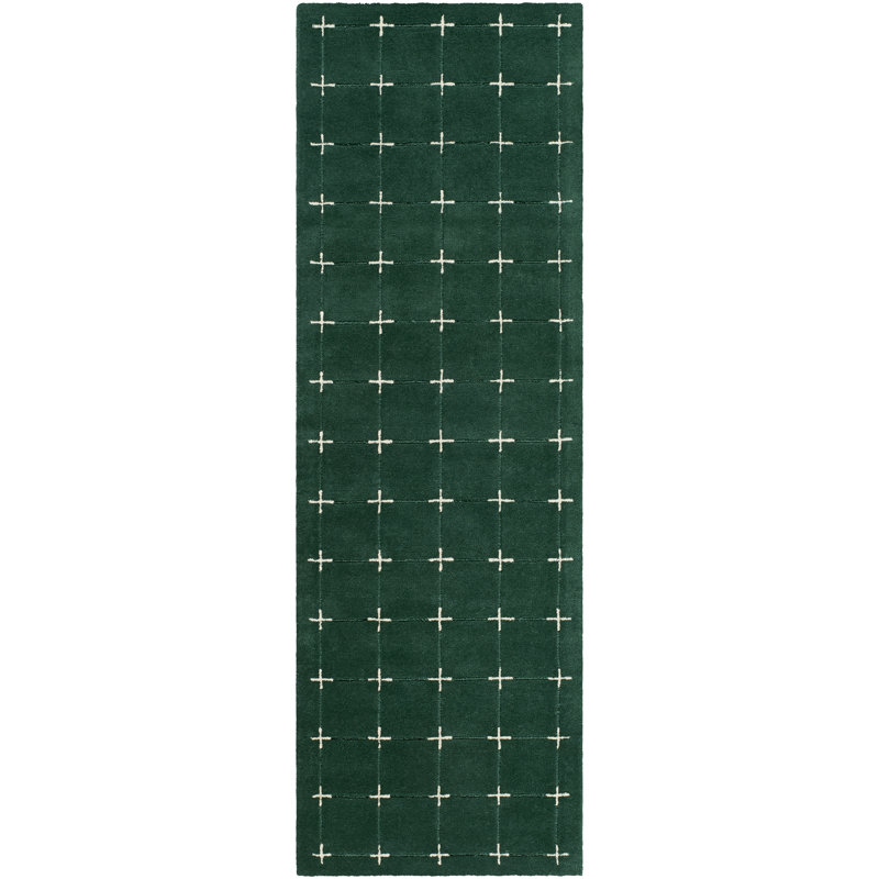 Mallory Green Hand Tufted Area Rug, Runner 3' x 10'