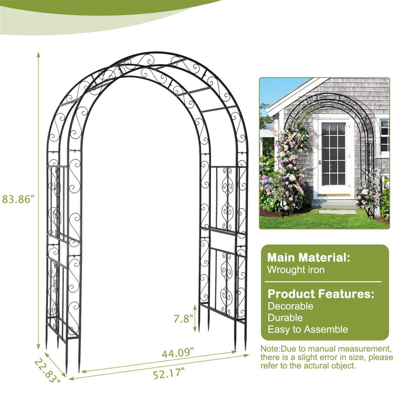 132.5cm W x 58cm D Metal Arbour in Black