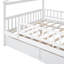 Lit double en bois avec deux tiroirs, blanc