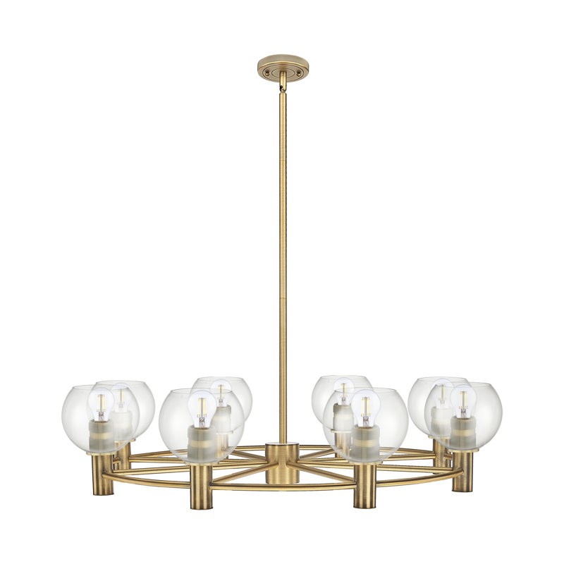 Lustre suspendu 8 lumières Cribb, Laiton brossé, Clair