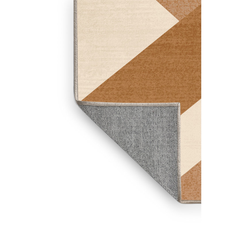 Machine Washable Wynsum Modern Solid Color Rug in Beige – Beige Binding, 3' Round