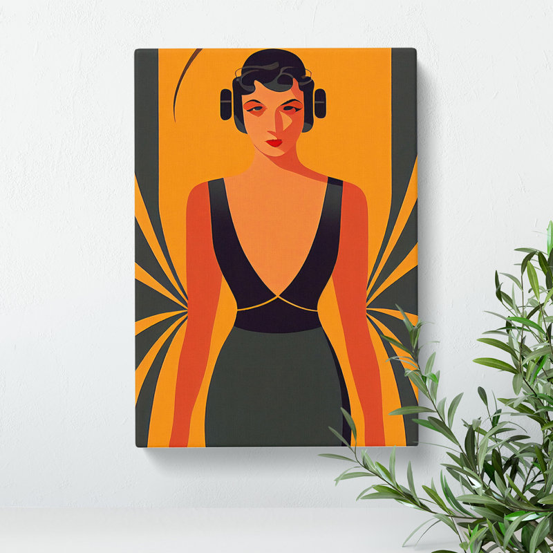 Art Deco Woman No.3 - Wrapped Canvas, 76cm H x 50cm W x 3cm D