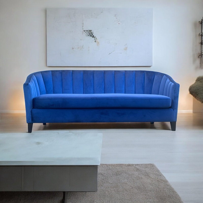 Stylish Velvet 3 Seater Sofa – Comfortable Upholstered Seating for Living Room, Office, Lounge, or Guest Room, Blue Velvet
