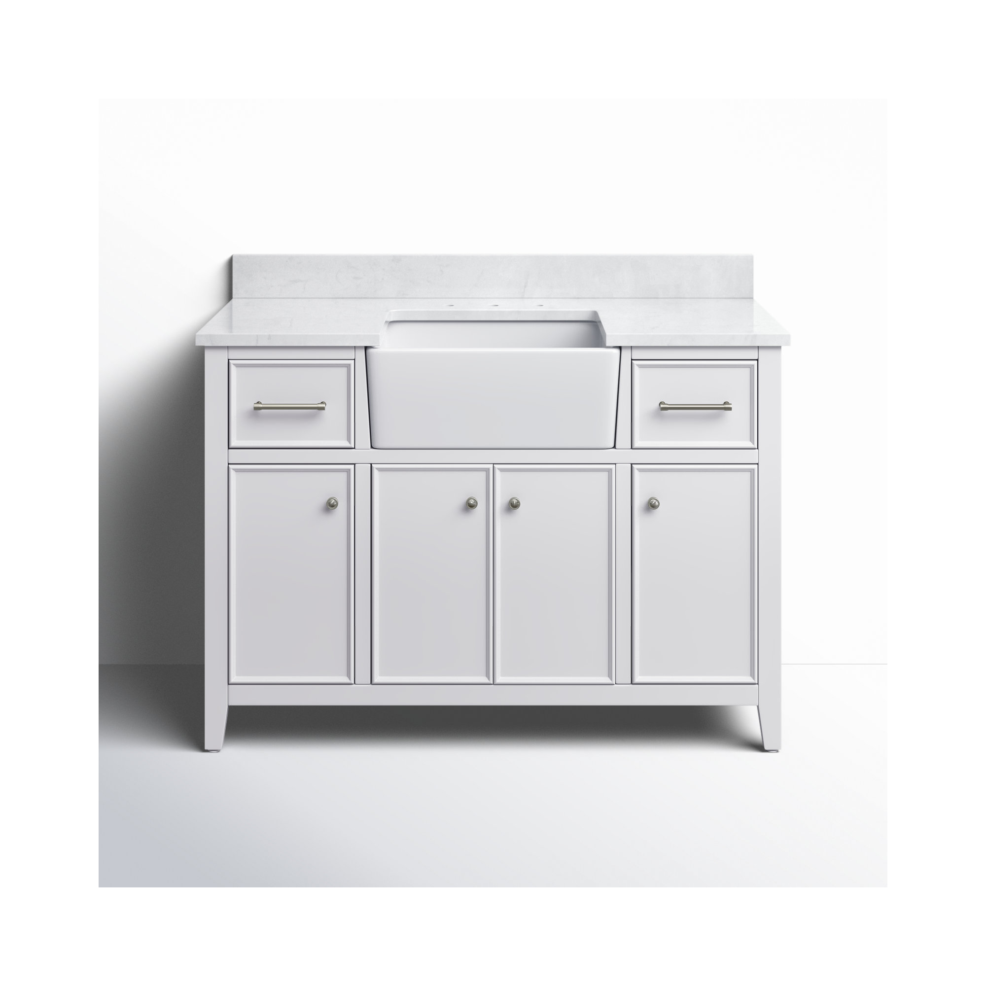 Aisa 48" Single Bathroom Vanity, White/Brushed Nickel