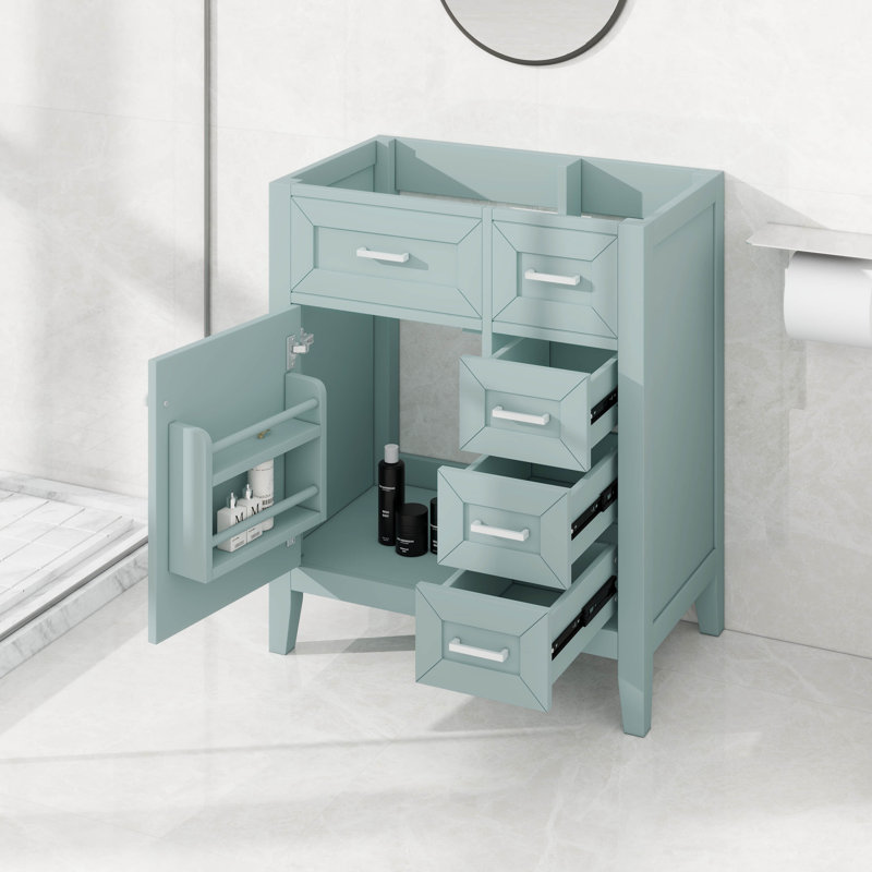 Meuble-lavabo 30 po sans lavabo, meuble-lavabo autoportant moderne avec 3 tiroirs, Vert