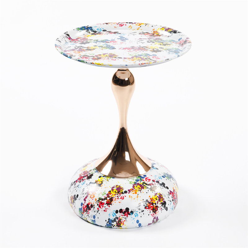Table d'appoint polyvalente en métal à piédestal, Brun cendré, Brun cendré