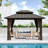 D Double Roof Hardtop Aluminum Patio Gazebo with Netting and Curtains-125469720-125469716-125469715