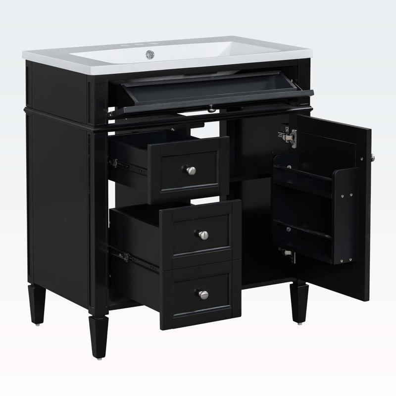 30'' Bathroom Vanity with Top Sink, Black
