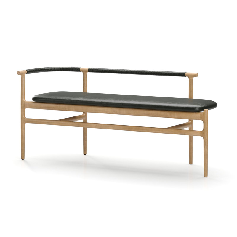 Charlie Upholstered Dining Bench, Natural, Newcastle Green New 35
