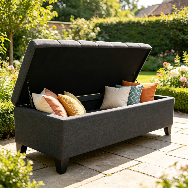 OTTOMAN DE RANGEMENT GLOUSTER, Gris foncé