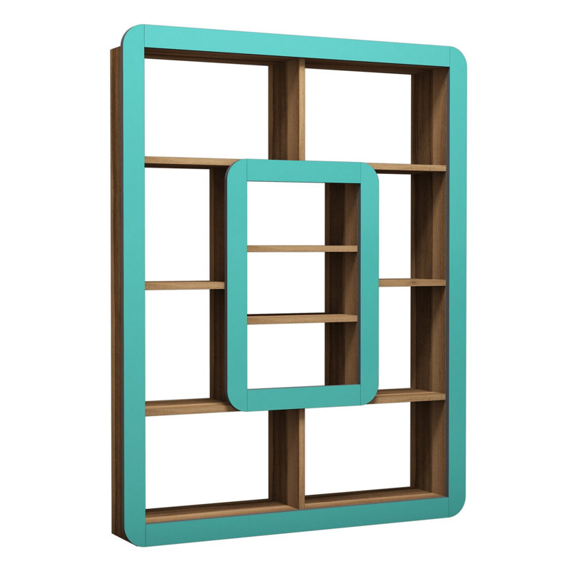 Olen Bookcase, Walnut/Turquoise