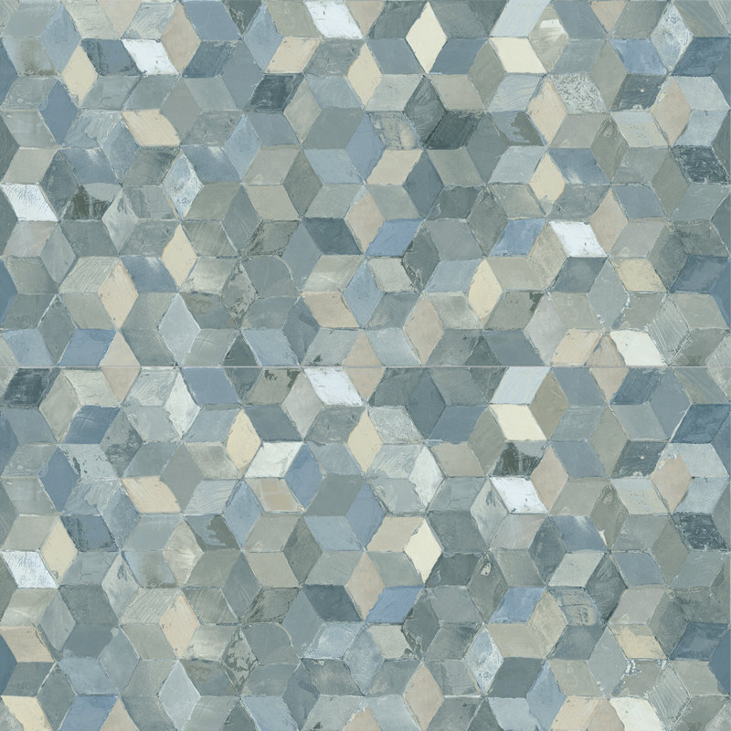 Pictura Faber 23-1/2 In. X 47 In. Porcelain Floor And Wall Tile, Blue/Green