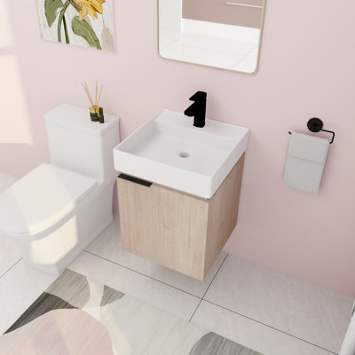 Meuble-lavabo mural simple 17,96 po avec plateau en céramique Mariabelen