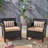 2Pcs St Outdoor Chair - Cushioned With Fabric Brown + Tan Classic Chairs Seating Pe And Iron